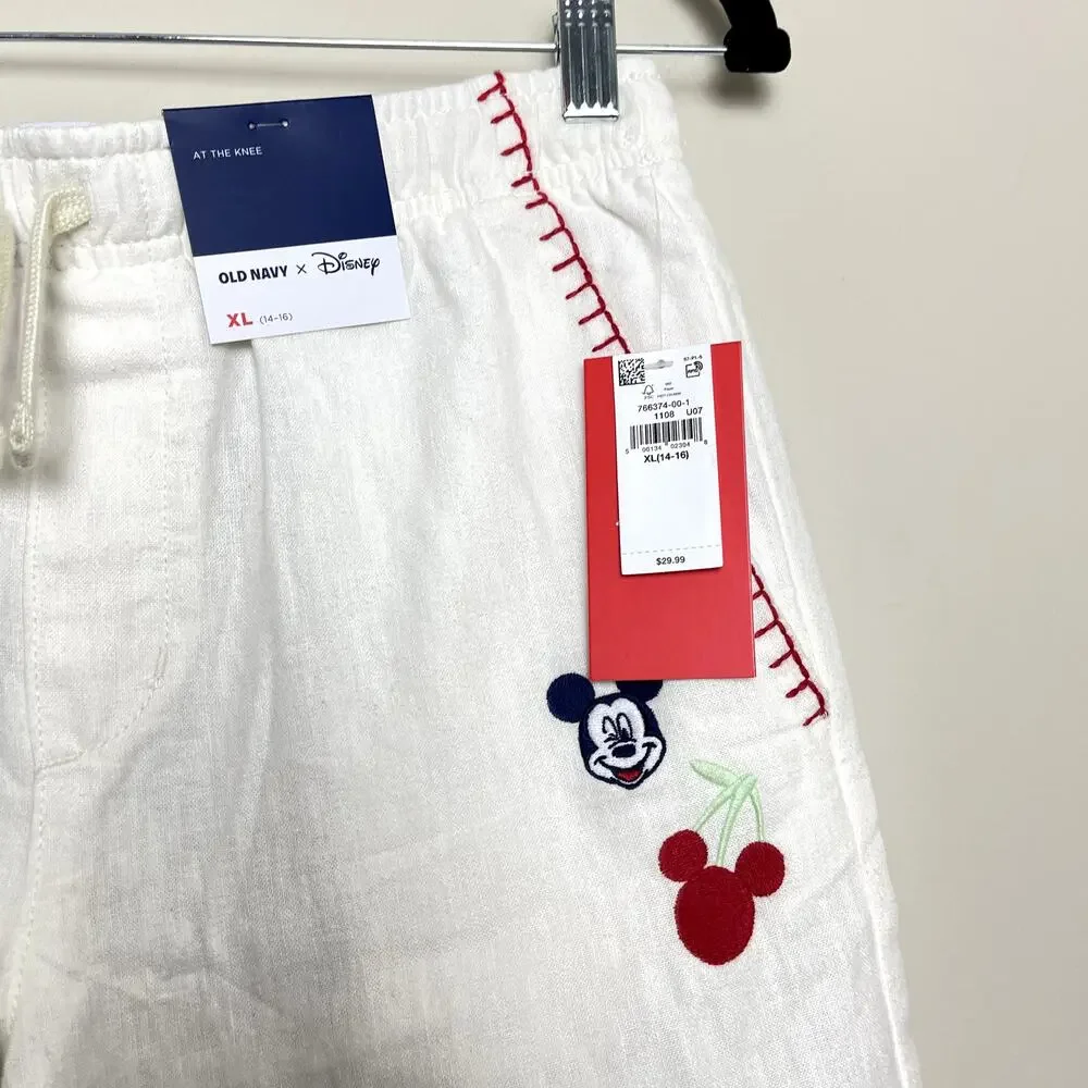 NWT Old Navy x Disney Mickey Mouse Linen-Blend Jogger Shorts Cruise Sz XL(14-16)